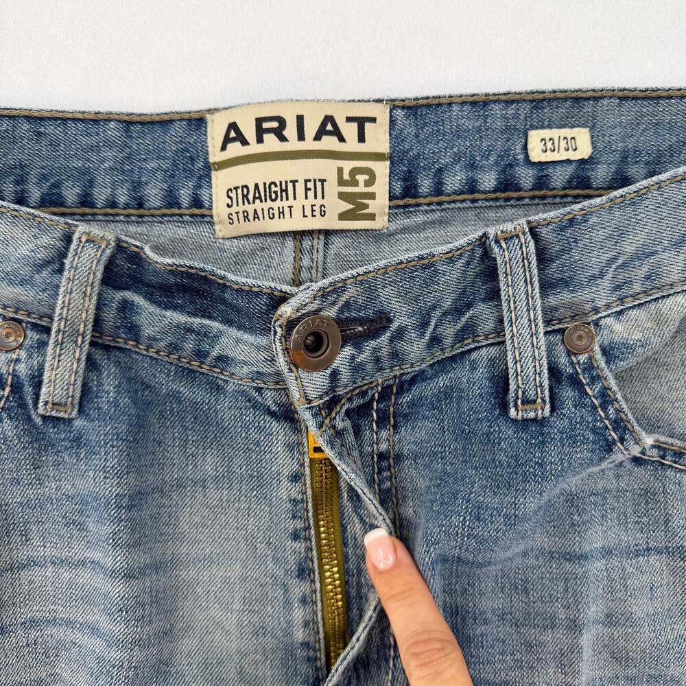 Ariat M5 Men's Blue Wash Straight Leg Denim Jeans Western Workwear Size 33x30 - Picture 5 of 16